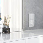 Розетка с заземлением, шторками и USB тип A+C (белый акрил)