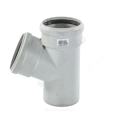 Тройник PP-MD бесшумный светло-серый Skolan Safe SKEA Дн 110х110х67гр (DN110х110) б/нап в/к Ostendorf 335300