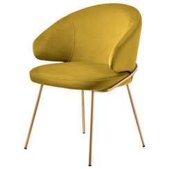 Стул Lime, горчичный микровелюр с золотыми ножками
