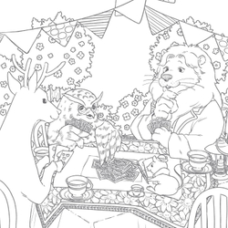 In the forest of a Fairytale full of flowers. Coloring Book