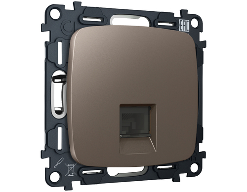 MO642010 Комплект механизма компьютерной розетки OMEGA Темная бронза матовый RJ-45(8P8C) CAT6 с шторкой QUANT (OP6420, VM188)