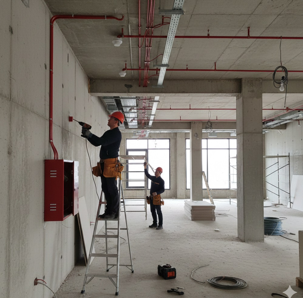 Установка и обслуживание системы пожарной сигнализации.