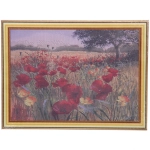 Алмазная мозаика на подрамнике с полным заполнением «МИР ЯРКИХ КРАСОК», поле с маками, 30*40см