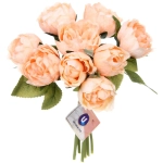 Цветы искусственные «Нежная роза» букет 9шт 23см персиковые