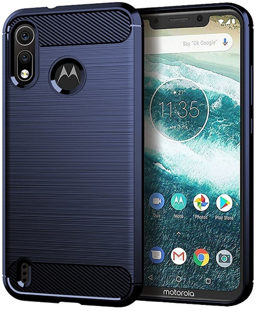 Чехол для Motorola Moto One Power 2 (P40 Play) цвет Blue (синий), серия Carbon от Caseport