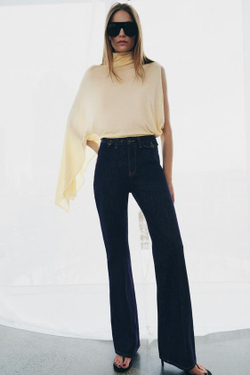 ZARA ДЖИНСЫ FLARE С ВЫСОКОЙ ПОСАДКОЙ — ZW COLLECTION, СИНИЙ