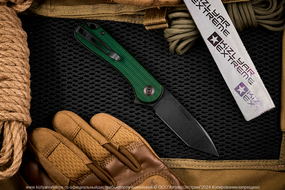 Нож Civivi Elementum C907T-E сталь D2 BlackWash рукоять Green Micarta