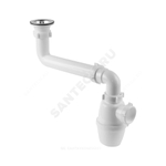 Сифон для умывальника/мойки бутылочный 1 1/2"x40 со смещенным сливом выпуск с нержавеющей решёткой D=70мм Орио К-4003