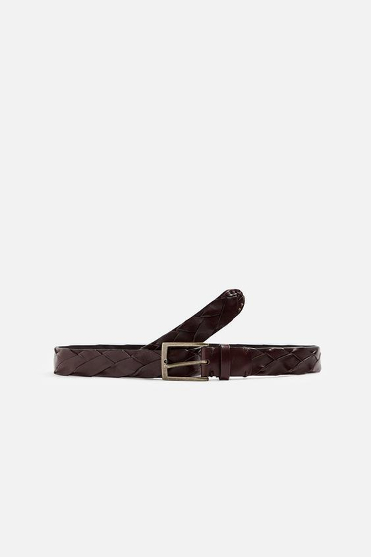 ZARA ПЛЕТЕНЫЙ КОЖАНЫЙ РЕМЕНЬ, КОРИЧНЕВЫЙ