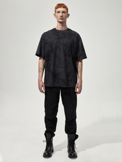 Футболка вареная "Уютная". Черно-серая