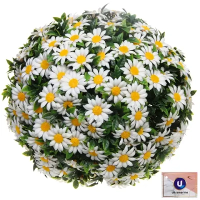 Искусственное растение шар «Самшит» цветы белые D-30см Ultramarine