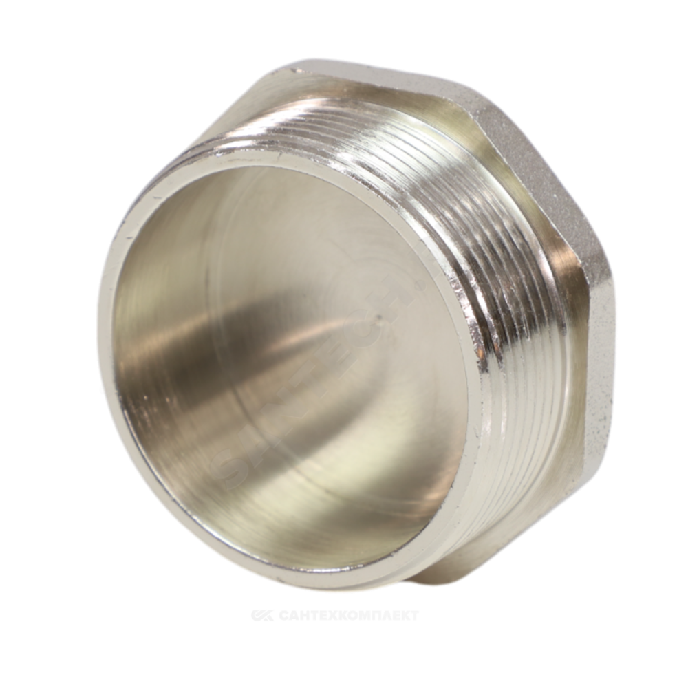 Заглушка латунь никель Ду 40 (1 1/2") НР VALFEX VF.583.N.112
