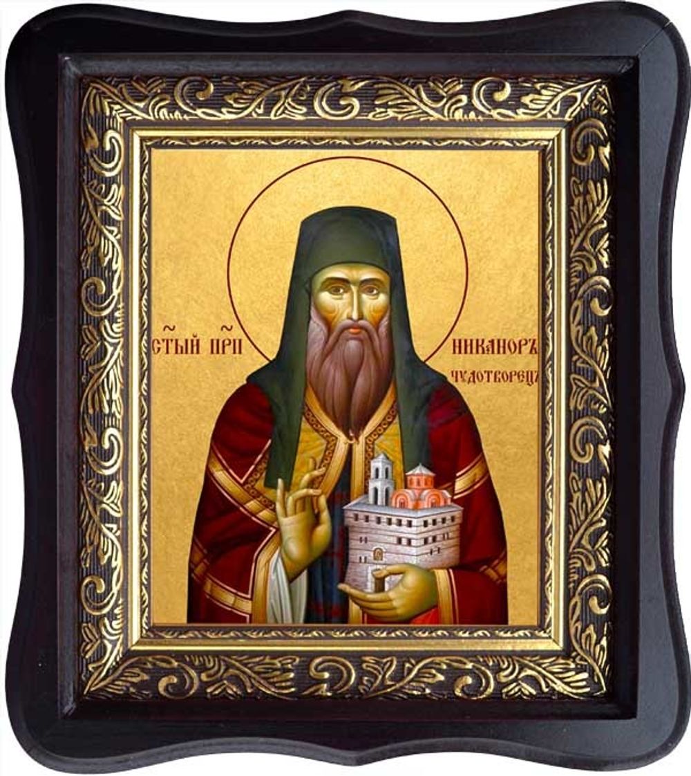 Никанор Чудотворец Преподобный. Икона на холсте в киоте