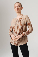 23097 Блузка женская (бежевый принт)