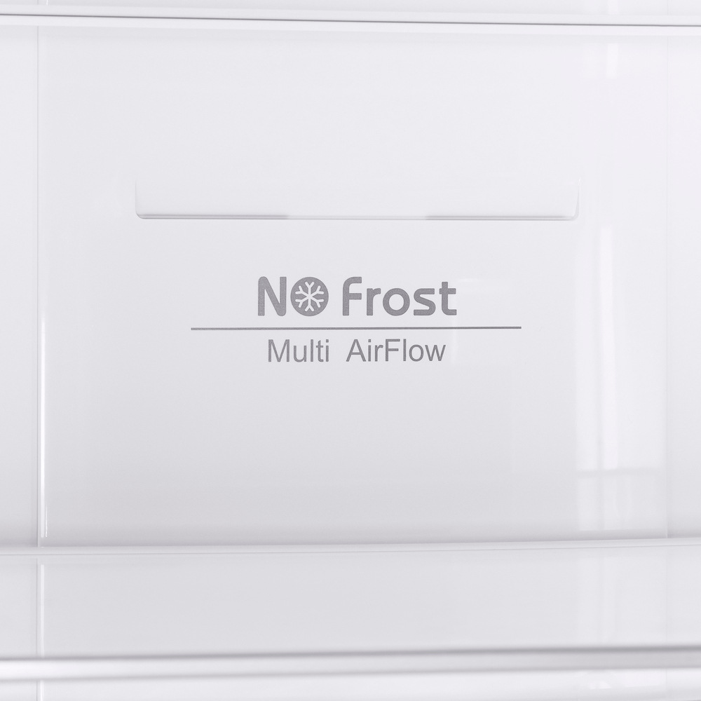 Двухкамерный холодильник MAUNFELD MFF185NFW No Frost с фасадом из белого стекла