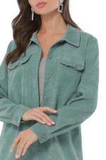 Рубашка из микровельвета с карманами зеленая DStrend (Акция)