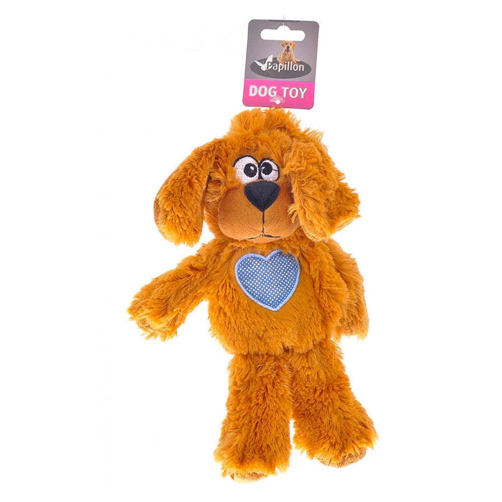 Плюшевая игрушка собака с пищалкой и шуршалкой, 30 см коричневая