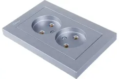 Розетка Systeme Electric ATLASDESIGN без заземления двойная + рамка алюминий 38192