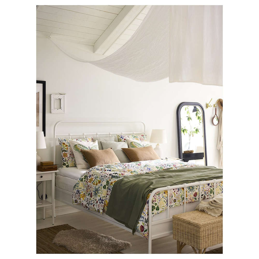 IKEA STRANDLUMMER  (ИКЕА СТРАНДЛУММЕР)  -  Пододеяльник и 2 наволочки, многоцветный/цветочный рисунок, 200x200/50x60 см