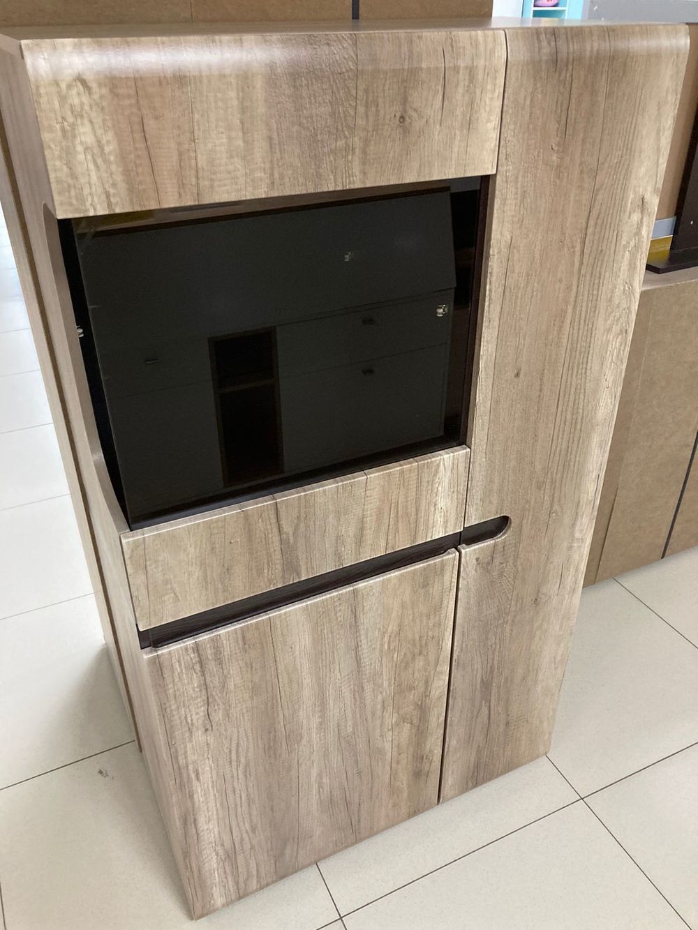 Шкаф витрина малая (440)  Ультра серый крафт/дуб приморский