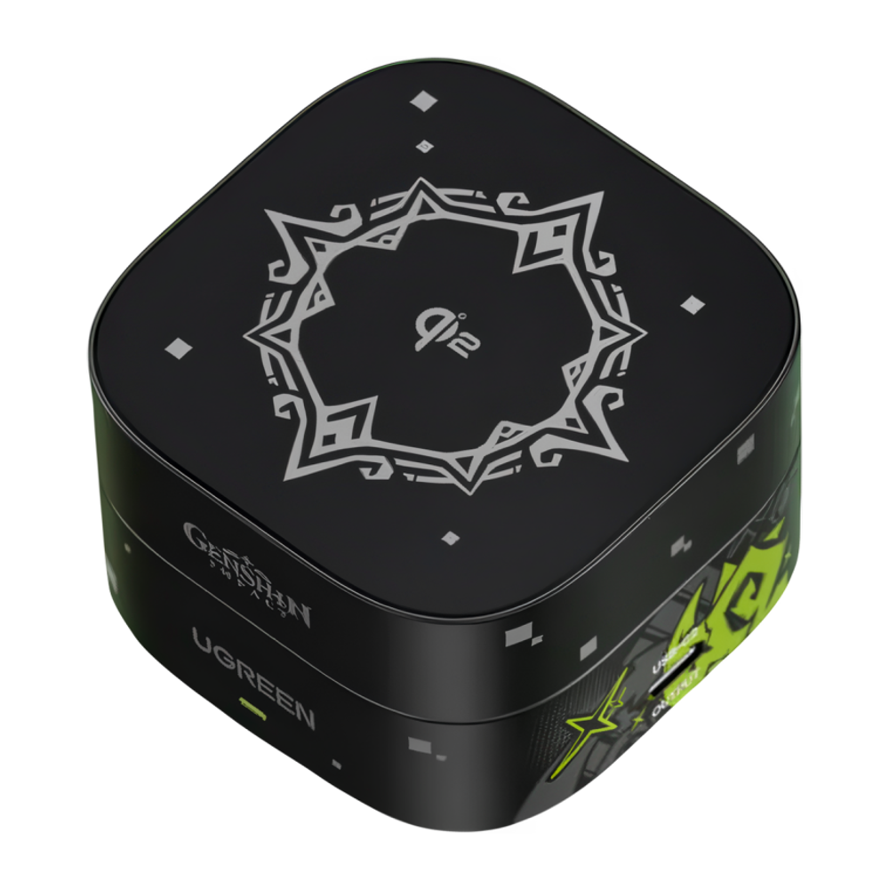 Складная зарядная станция MagSafe Ugreen MagFlow Genshin Impact Edition для iPhone и AirPods (Qi2) (W702) Беспроводная зарядка: Qi 15 Вт, Qi 5 Вт. Проводная зарядка: USB-C (5 Вт). Сертификация Qi2. Есть LED-индикация