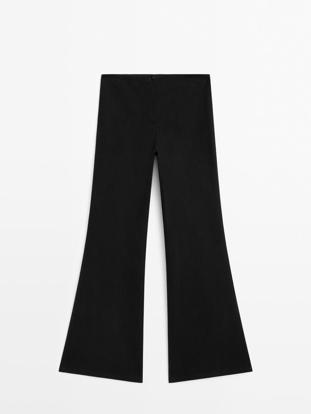 Massimo Dutti Брюки из хлопка с широкими штанинами и полосками, черный