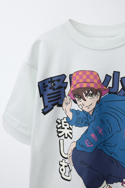 ZARA ФУТБОЛКА С ПРИНТОМ, СВЕТЛО-ЗЕЛЕНЫЙ