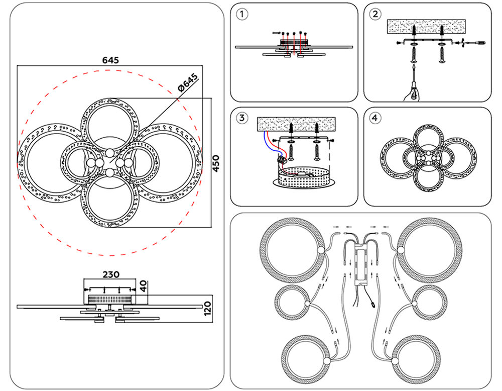 Ambrella Потолочный светодиодный светильник с пультом Original FA4065