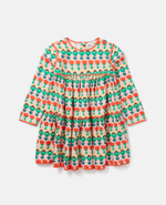 Платье STELLA McCARTNEY Бежево-розовый/Принт: разноцветные цветы/Оранжевая отделка (Девочка)