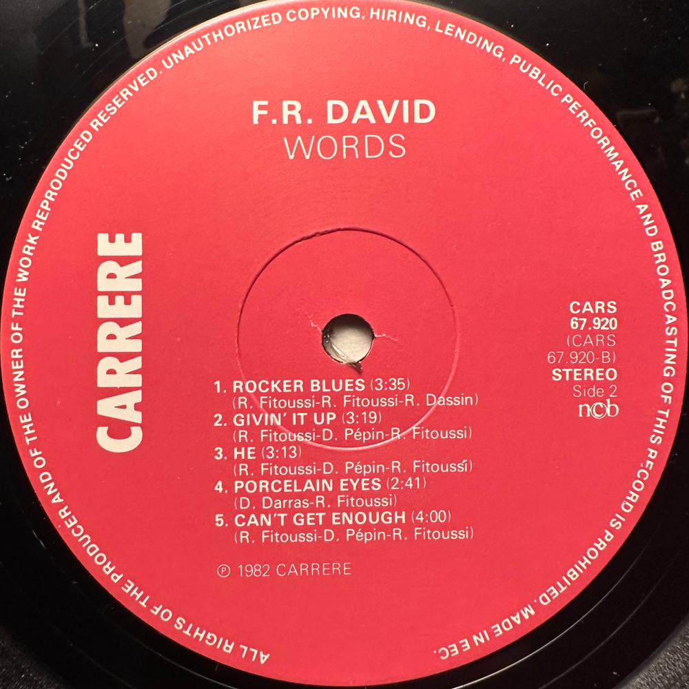 F.R. David - Words (Скандинавия 1982г.)
