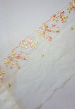 Вышивка на сетке цветы на молочном левая К171