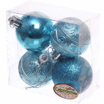 Новогодние шары 5 см (набор 4 шт) «Микс фактур», голубой