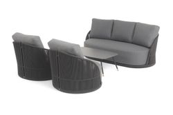 "Монтелла" лаунж-зона 5-местная плетеная из роупа (веревки), каркас алюминиевый темно-серый, роуп темно-серый