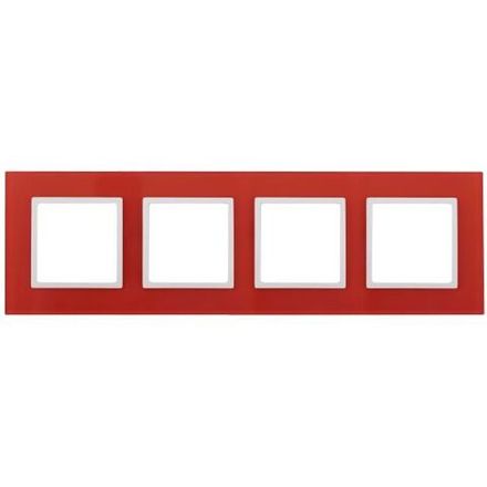 Рамка 4-м 14-5104-23 стекло Elegance красный+бел. ЭРА Б0034532