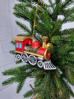 Паровоз ёлочная игрушка из фарфора