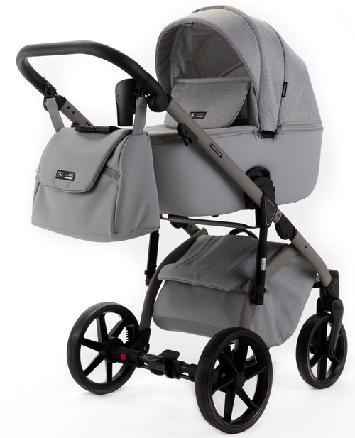 Детская коляска Adamex Nola Natura 2 в 1 N-9-MOON (СВ.СЕР + СВ.СЕР. КОЖА)