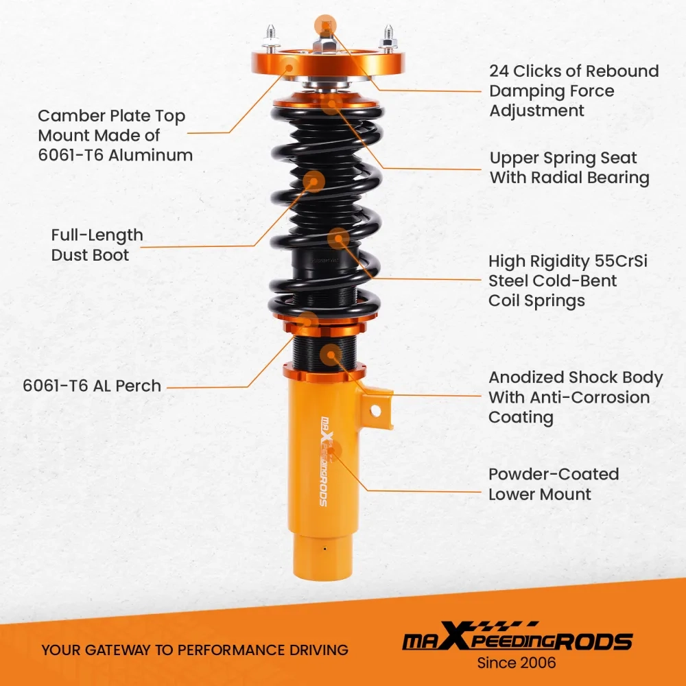 24 Step Damper Adjustable Coilovers подходит для автомобиля BMW 3-Series 325i 328i 335i E92 E93 RWD