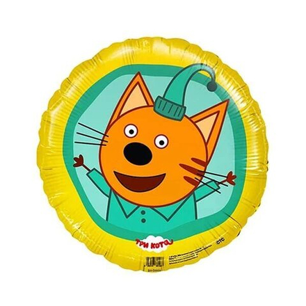 Шар воздушный "Три кота Компот, желтый" 43см