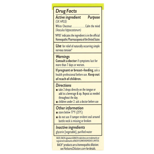 Bach, Original Flower Remedies, смесь белых каштанов, 10 мл (0,35 жидк. унции)