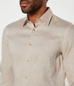 Льняная рубашка H-HANK-kent-C1-214 BOSS BLACK - бежевый(50490234)