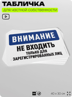 Табличка для частной территории "Внимание, не входить", на дом, для участка, организаций и частных территорий, предупреждающая, 40х30 см, Silver Plane x Айдентика Технолоджи