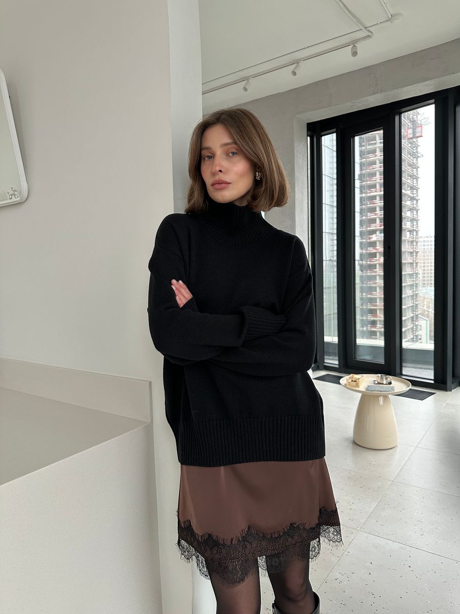 Свитер из шерсти мериноса OVER черный