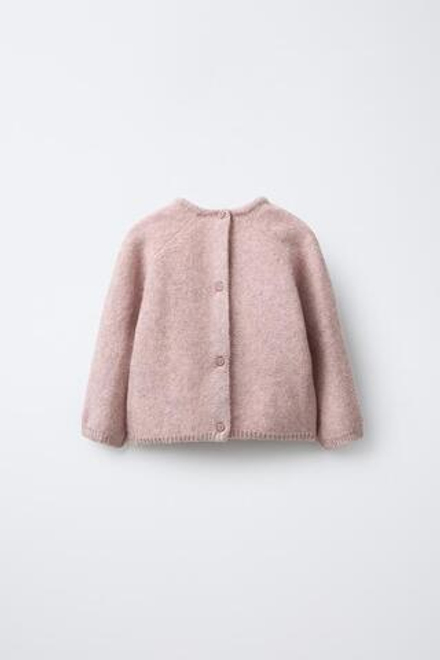 ZARA ДЖЕМПЕР ВЯЗАНЫЙ С ЛИСТЬЯМИ, СВЕТЛО-РОЗОВЫЙ