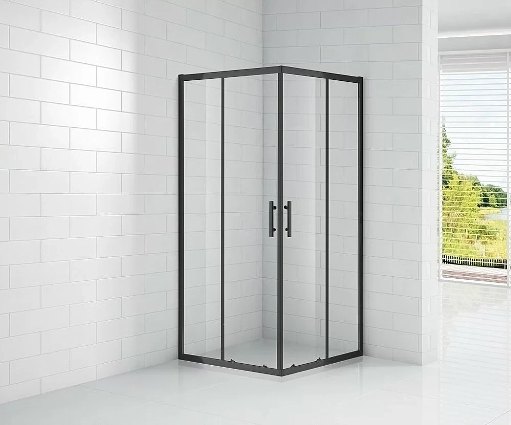 Душевой уголок Cezares Eco 100x100 ECO-O-A-2-100-C-NERO стекло прозрачное/профиль черный