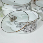 Набор эмалированной посуды 6 пр, кастрюли 2,3,4 л, Керчь, Серебро-1-Экстра стиль