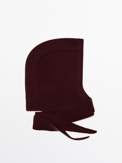 Massimo Dutti Трикотажный капюшон с завязками, гранатовый