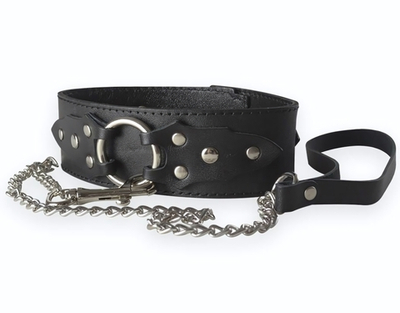 Широкий кожаный ошейник в готическом стиле (Цвет: черный)