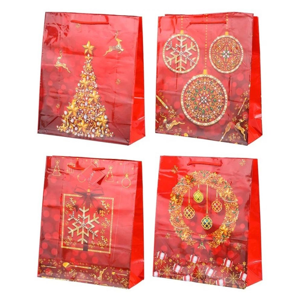 Подарочный пакет Basir, серия &quot;Зима&quot;, глянцевый, цветной с рисунком ассорти, размер 26*32*12 см