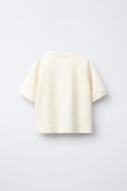 ZARA БАЗОВАЯ ФУТБОЛКА С РУКАВАМИ РЕГЛАН, ЭКРЮ