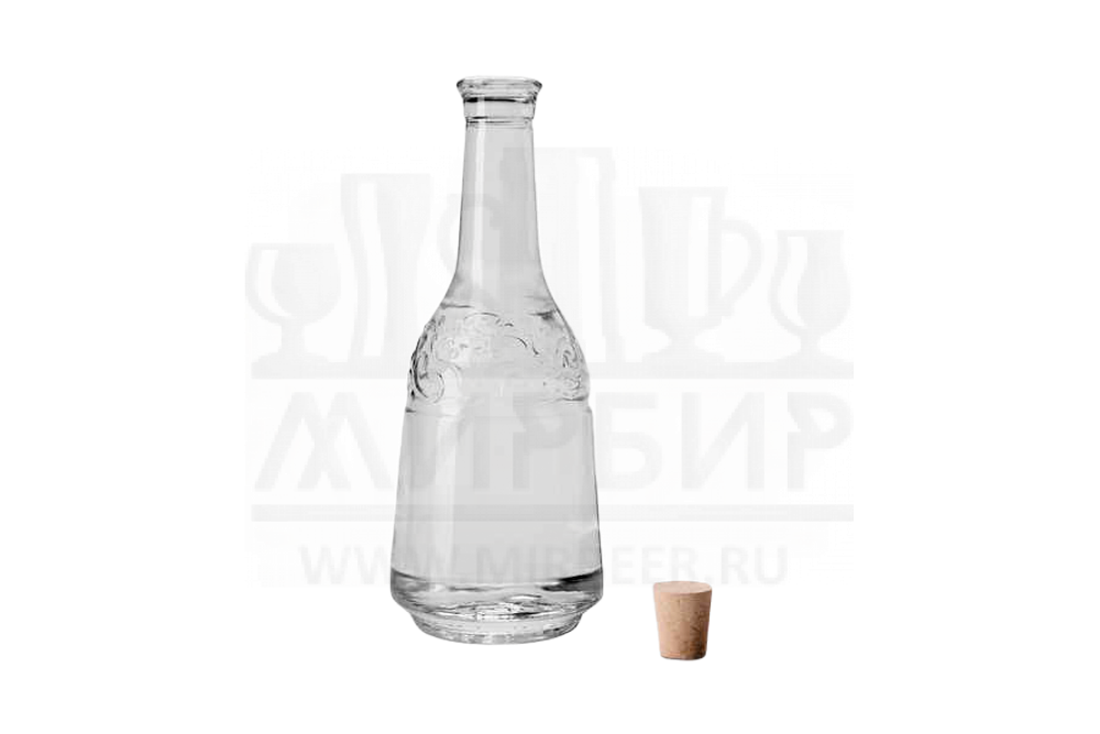 Бутылка стеклянная "Барышня" с пробкой,  0,5 л